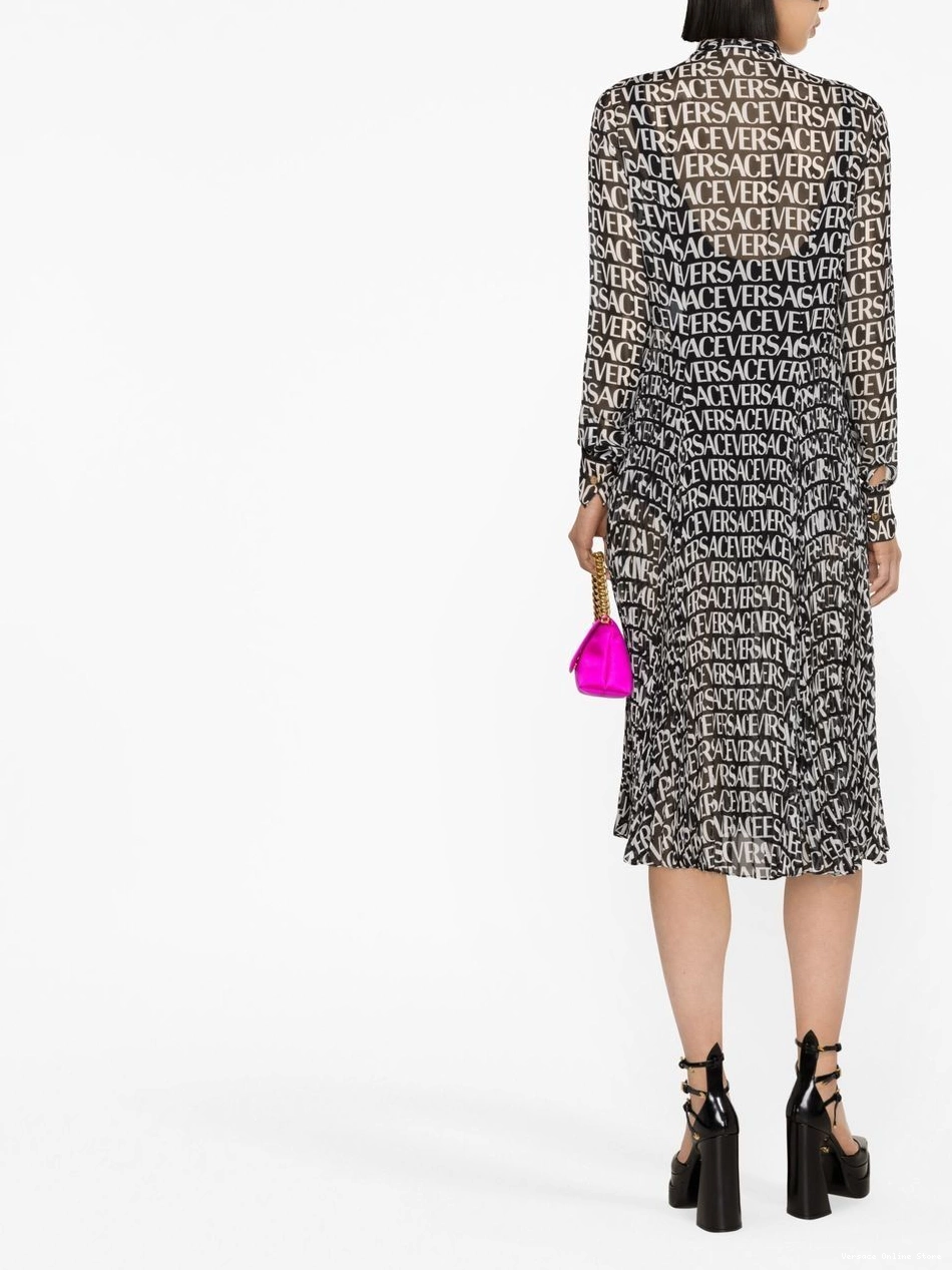 Affordable shirtdress logo-print Women Versace silk 0706